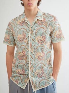 KARDO LAMAR Camp Collar Shirt size M Paisley print